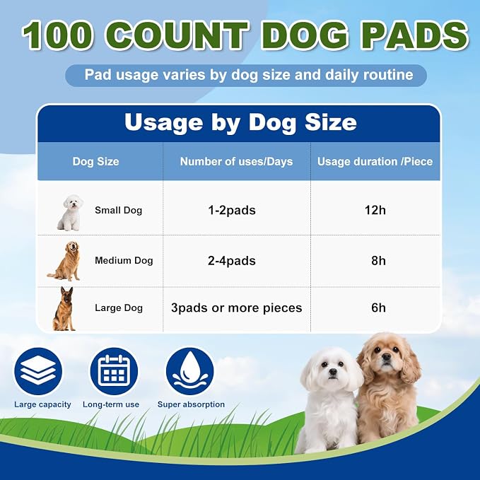 DEEP DEAR 100-Pack 30"x28" Extra Large Dog & Cat Pee Pads, Super Absorbent Quick-Dry Disposable Puppy Pads with Great Valve Leakproof Technology for Easy Potty Training & Pet Care