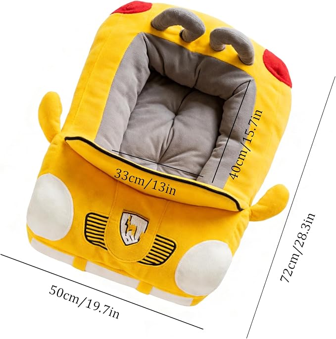 Sports Car Shaped Pet Dog Bed Fashionable Fancy Deluxe Cozy Warm Cute car Design Pet Bed 27"x20"x11" (Yellow)