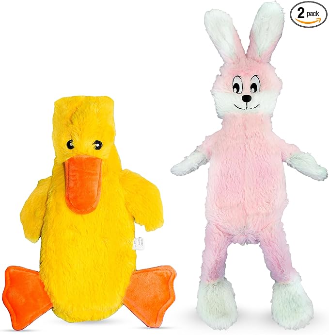 FGA MARKETPLACE Pink Rabbit-Duck Flat NO Stuffing NO Squeak Plush Dog Toy, Funny Style Will Entertain Your Pet for Hours, Recommended for Small and Medium Dog 21 INCH Long