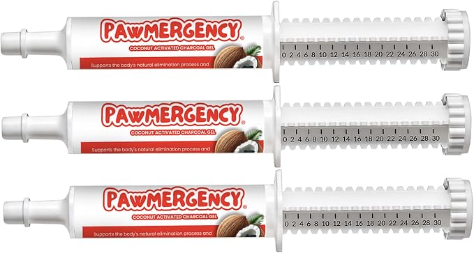 PawMergency – Activated Charcoal First Aid Kit Emergency Rescue 3 Pack for Dogs, Cats, Puppy & Pet Poison Kit, Camping Survival Remedy Essential, Oral Anti Diarrhea Digestive Absorb Toxins
