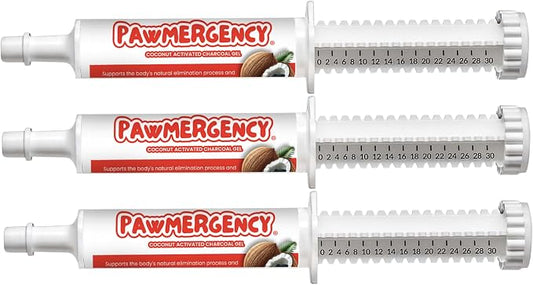 PawMergency – Activated Charcoal First Aid Kit Emergency Rescue 3 Pack for Dogs, Cats, Puppy & Pet Poison Kit, Camping Survival Remedy Essential, Oral Anti Diarrhea Digestive Absorb Toxins