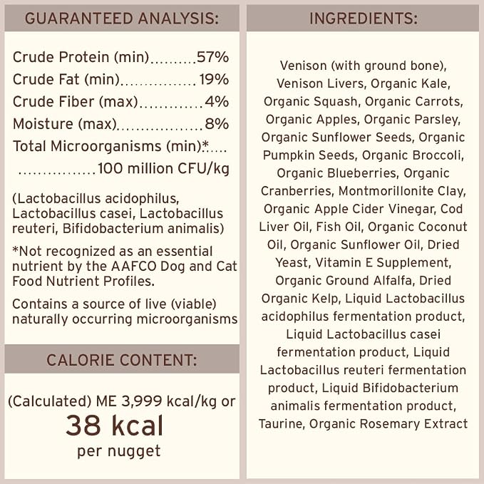 Primal Freeze Dried Raw Dog Food Nuggets, Venison, Complete & Balanced Meal, Also Use as Topper or Treat, Premium, Healthy, Grain Free, High Protein Raw Dog Food, 14 oz