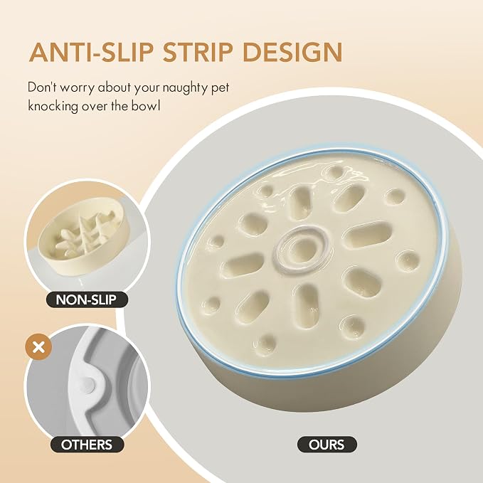 Havniva Dog Bowls Slow Feeder, Ceramic Slow Feeder Dog Bowls for Fast Eater | 0.9 Cups Dog Food Bowl Puzzle Feeder, Slow Feeding Bowls for Small Breed, Non-Slip Base, Anti-Choking