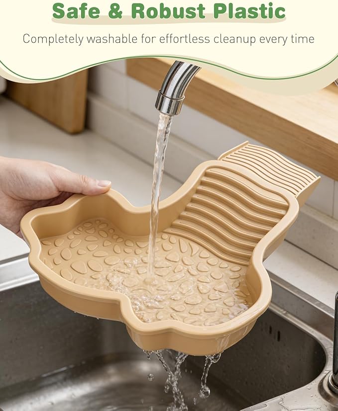 Pawfly Reptile Bathing Pool with Removable Ramp, Reptile Food Dish Feeding Dish, Tortoise Water Dish Water Bowl with Steps, Turtle Bathing Pool Bath Tub Soaking Dish for Gecko Snake Lizard Frog