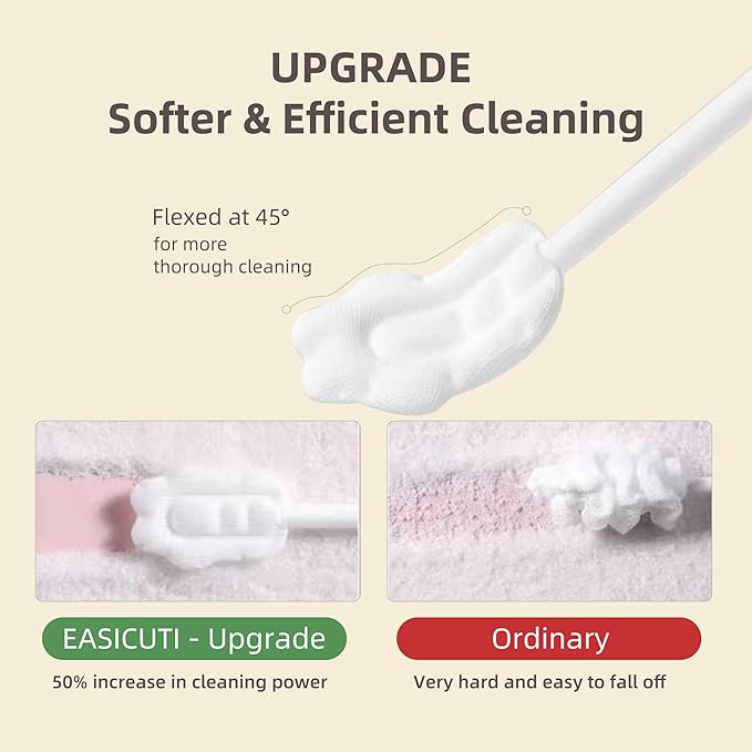 EASICUTI Upgrade Baby Tongue Cleaner, 52PCS Newborn Infant Toothbrush, 2 Finger Toothbrush & Gum Cleaner Stick Dental Care for 0-36M+