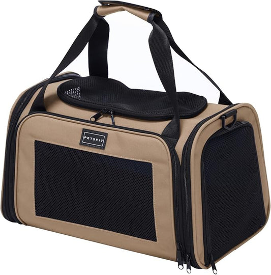 PETSFIT Pet Carrier for Cat, Small Dogs, Khaki
