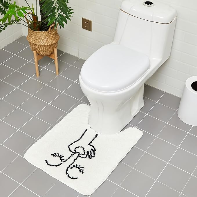 Drydiet Toilet Rug U Shaped Washable Soft and Absorbent Bathroom Rugs Non Slip Bath Mat Machine Wash Bathroom Contour Rug for Toilet Base, 24 x 20 Inch(Bad Smell Humorous)