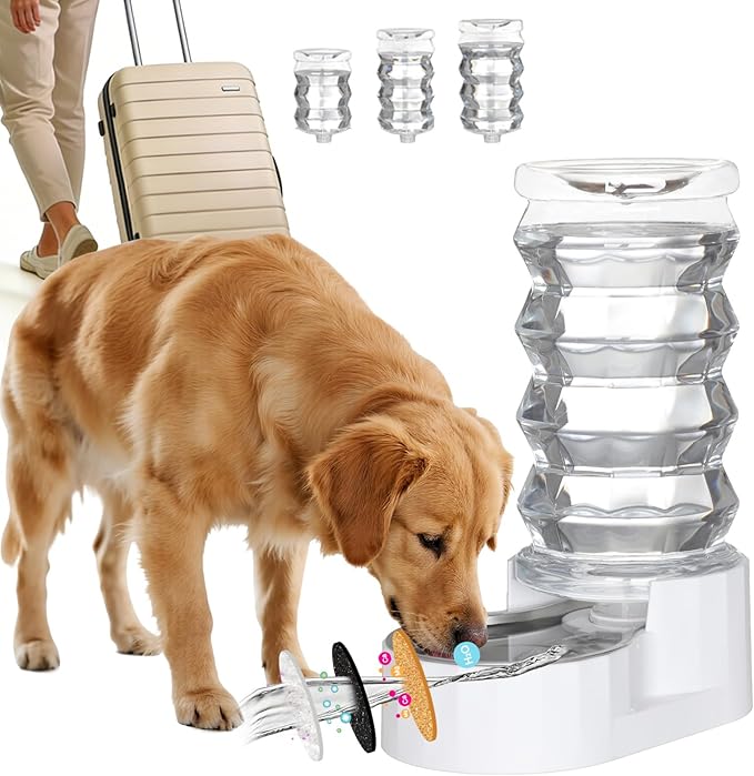Distributeur d'eau pour chien RIZZARI Gravity : Grande fontaine d'eau automatique en acier inoxydable de 8 L – Conception anti-déversement sans BPA pour grands chiens et foyers multi-chiens – Pour usage quotidien intérieur et extérieur