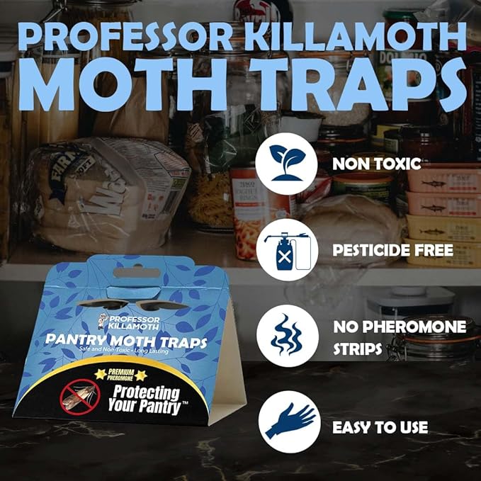 Professor Killamoth Pantry Moth Traps 6 Pack | New Blue Design | Child and Pet Safe | Premium Attractant