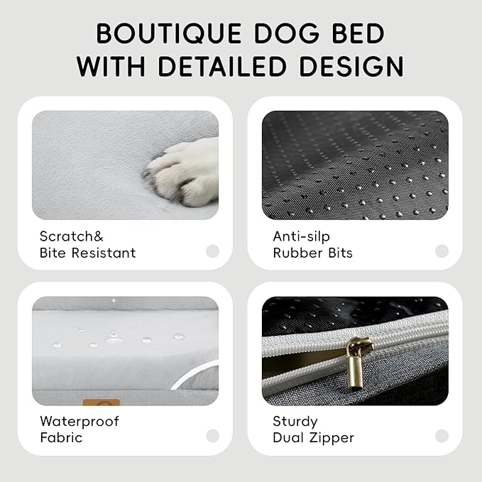 Homemate Dog Bed Extra Large Size Dog: 48"x35" Orthopedic Pet Bed with Toy | Large Dogs Bed with Non-Slip Botton & Removable Washable Cover Cat Bed Sofa XXL Outdoor Crate Pad Couch Light Grey