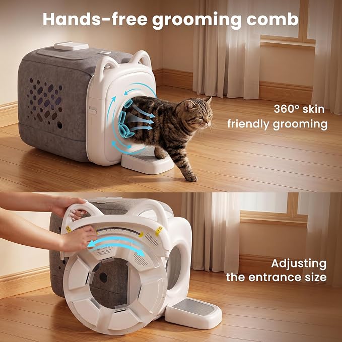 Pro Automatic Cat Self Groomer with 6 Flexible Grooming Brushes