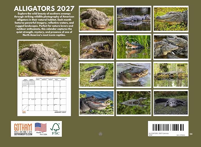 Alligator Calendar 2027 Monthly Wall Calender 12 Month