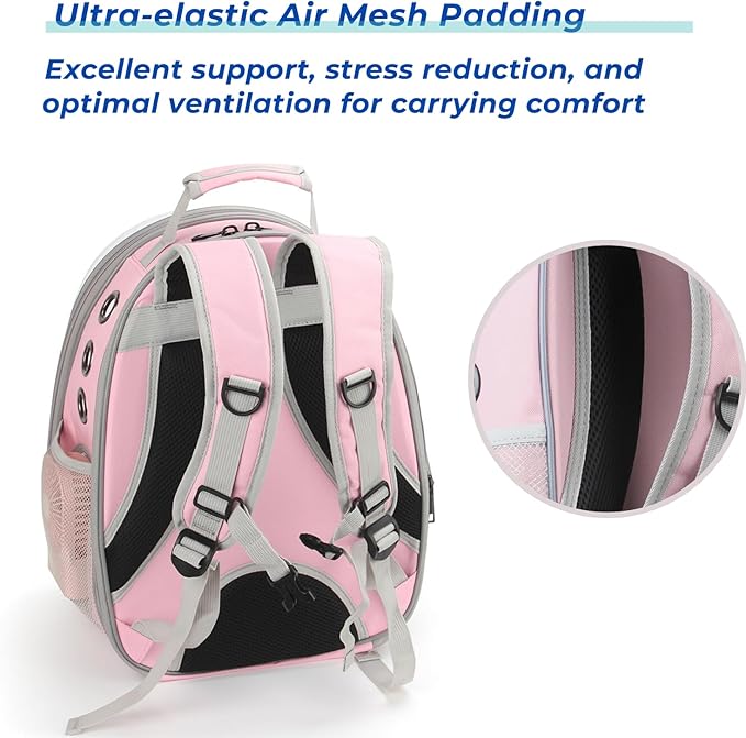 Cat Carrier Backpack, Expandable Bubble Pet Carrier for Cats and Small Dogs, Airline Approved Travel Backpack for Hiking, Walking & Outdoor Adventures - Supports up to 14 lbs