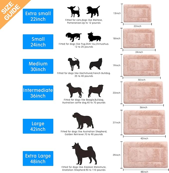 Dog Crate Pad Washable Dog Bed for Crate Large Cozy Mat 48-Inch Pink | Ultra Soft Kennel Pad,Anti-Slip Bottom,Fits for Most Metal Crates,Comfortable Sleeping Pet Mat