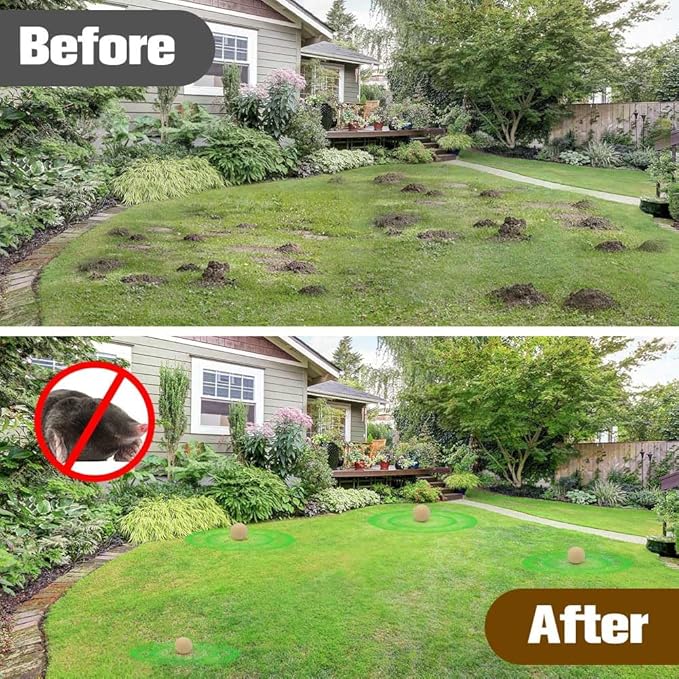 Mole Repellent for Lawns, Gopher Repellent, Vole & Groundhog Repellent Outdoor, Armadillo Repellent, Mole Deterrent for Yard, Lasts Up to 3 Months, 12 Balls