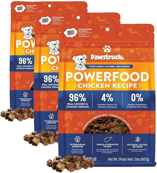 Pawstruck Air Dried Dog Food with Real Chicken, Grain-Free, Made in USA, Non-GMO & Vet Recommended, High Protein Limited Ingredient Full-Feed for All Breeds & Ages, 2lb Bag (Pack of 3)