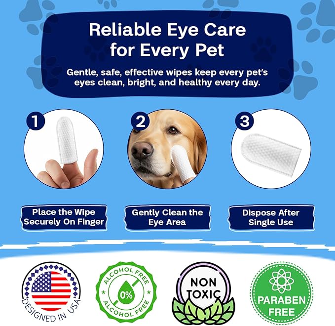 Dog Eye Cleaner Wipes & Cat Eye Wipes | Scent Textured Tear Stain Remover for Dogs, Eye Wipes for Dogs, Dog Tear Stain Remover, Dog Eye Wipes for Discharge and Crust | 50 Count (Coconut)