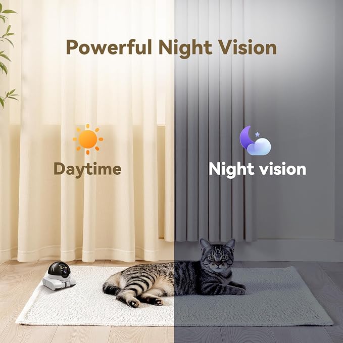 AEZ Robot Camera on Wheels 1080P Dual Lens,Indoor Movable Security Camera with 2-Way Talk,Blinky Bot with Night Vision,Distance Bot App Control for Cats/Dogs/Baby/Elderly (SD/Cloud Storage)