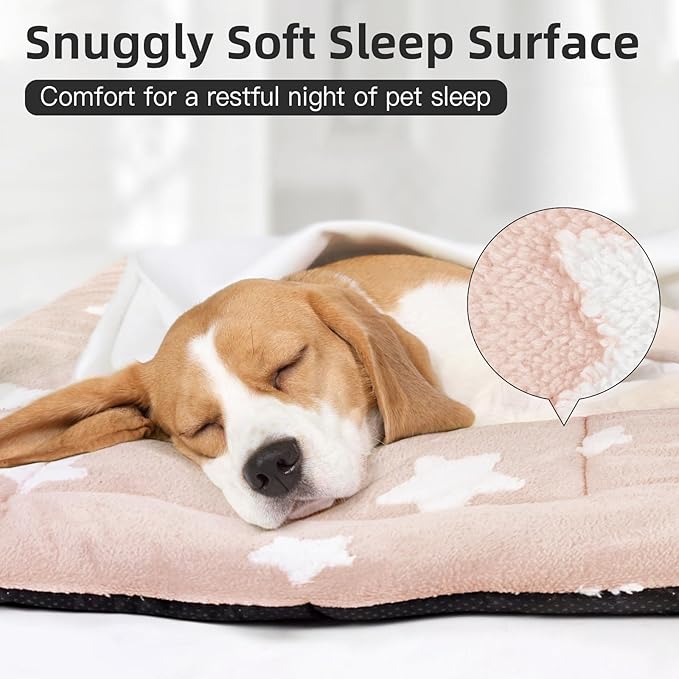 Mora Pets Dog Crate Pad Dog Bed for Crate Washable Flat Pet Kennel Mat Cute | Ultra Soft Dog Bed Mat, Crate Pad for Dog Cages Cozy Sleeping Liner, Pet Pillow Cushion Large Puppy Bed Anti Slip Pink 42x27