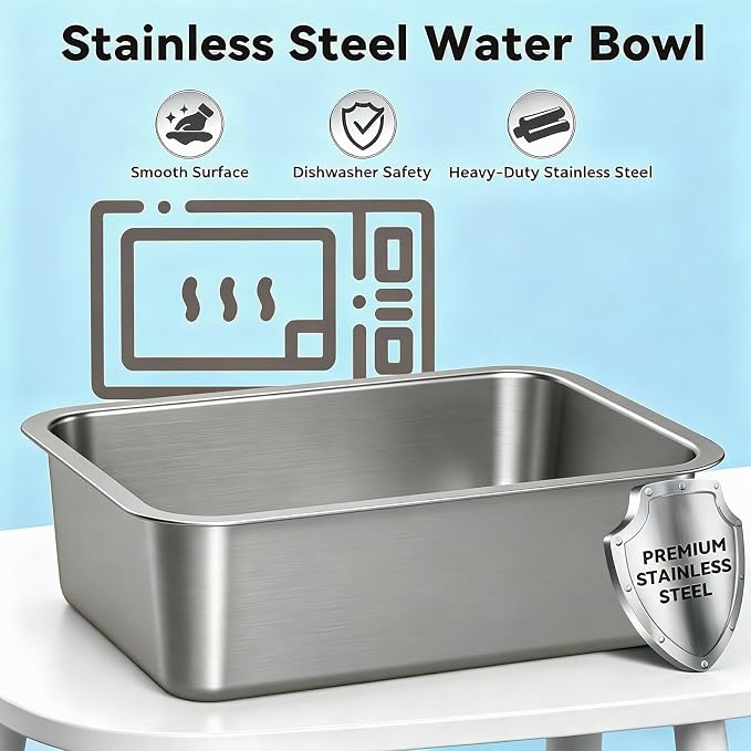 15L/3.96 Gal Large Dog Water Bowl No Spill Stainless Steel | Pet Water Bowl for Messy Drinkers, Anti-Slip XXL Silicone Mat, Floating Disk & Dual Filtration
