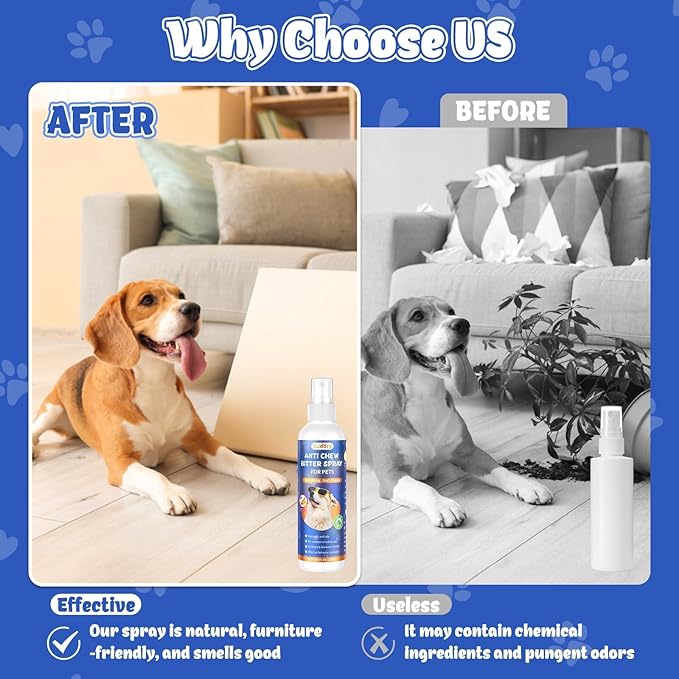Cudory 2PCS Bitter Apple Spray for Dogs to Stop Chewing, No Chew Spray for Dogs & Cats Protect Furniture Shoes Belongings, Dog Deterrent Training Aids Spray Natural No Alcohol & Trace