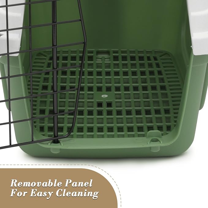 Athena Collection 18" Hard-Sided Travel Pet Carrier for Small Dogs and Cats | Plastic Dog Carriers with 2-Door Top & Front Load, Ventilation, Security Lock, Cat Dog Carrier for Pet, up to 10lbs, Green