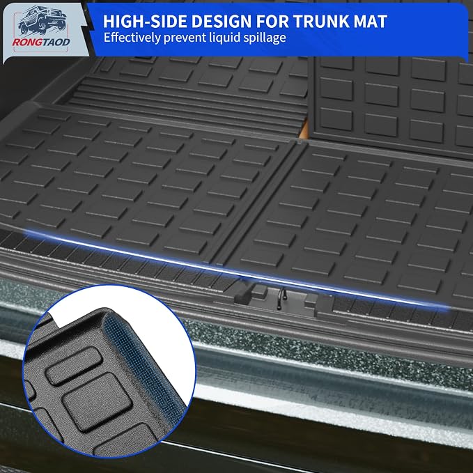 Rongtaod Cargo Mat Compatible with 2022 2023 2024 2025 2026 Nissan Pathfinder Cargo Liner Trunk Mat TPE All Weather Back Seat Cover Protector Pathfinder Accessories (Trunk Mat with Backrest Mat)