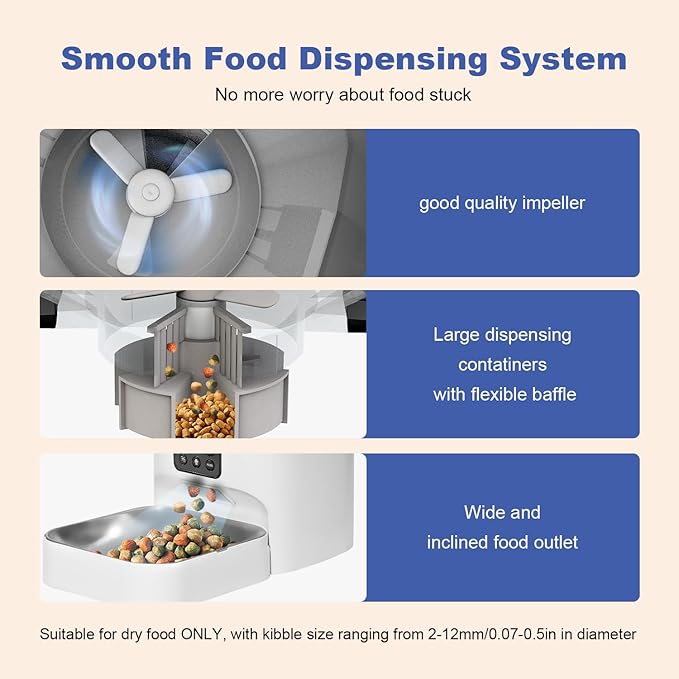 Automatic Cat Feeder, 6L Cat Food Dispenser with 10s Voice Recorder, Pet Feeder up to 8 Meals per Day, Timed Feeder with Dry Food Sealed Ring (Jade White)