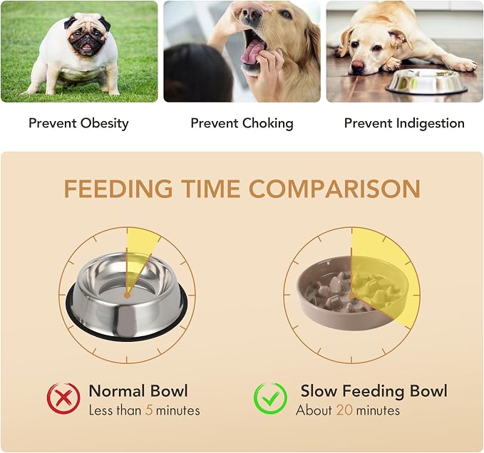 Havniva Dog Bowls Slow Feeder, Ceramic Slow Feeder Dog Bowls for Fast Eater | 1.6 Cups Dog Food Bowl Puzzle Feeder, Slow Feeding Bowls for Medium Breed, Non-Slip Base, Anti-Choking