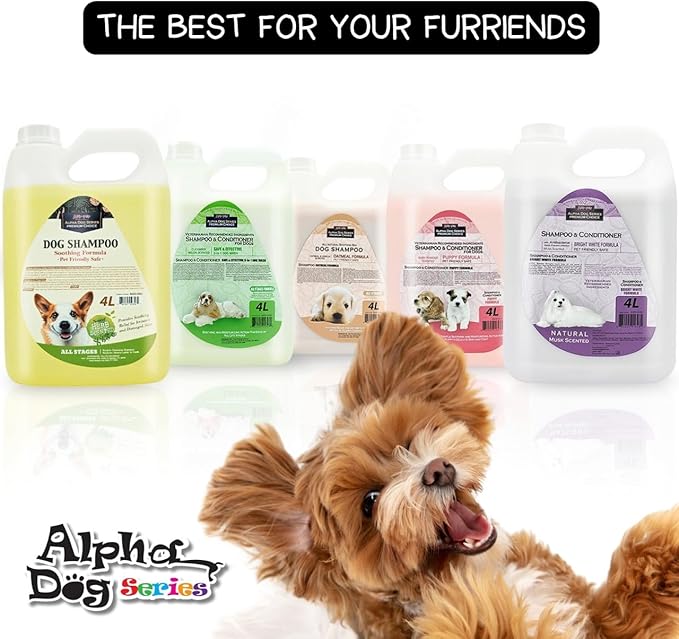 Alpha Dog Series - Grooming Natural Herbal Dog Shampoo, pH Balanced Shampoo for Dogs, Moisturizing Soothing Dog Shampoo for Sensitive Skin - 1 Gallon