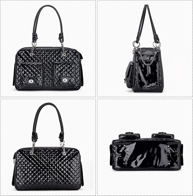 Fashion Pet Carrier Dogs Cat Small Animals Purse Bag, Leather Pet Carriers Dog Puppy Kitten Tote Travel Handbag TSA Airline-Approved