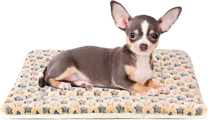 Mora Pets Dog Bed Crate Pad Ultra Soft Pet Mat Star Print 22 Inch Brown | Washable Crate Mat for Large Medium Small Dogs, Reversible Fleece Dog Crate Kennel Mat Flat Cat Bed Liner