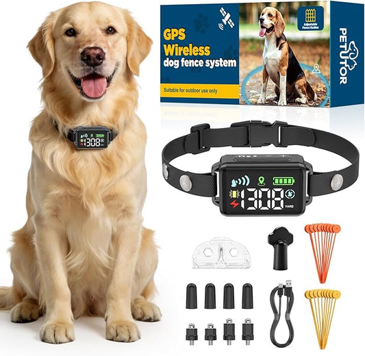 GPS Wireless Dog Fence with Adjustable 33–1999 Yards Range, GNSS Precision Locking, 3 Gentle Training Modes, and IPX7 Waterproof Collar – Designed Respectfully for Dogs Over 18 lbs
