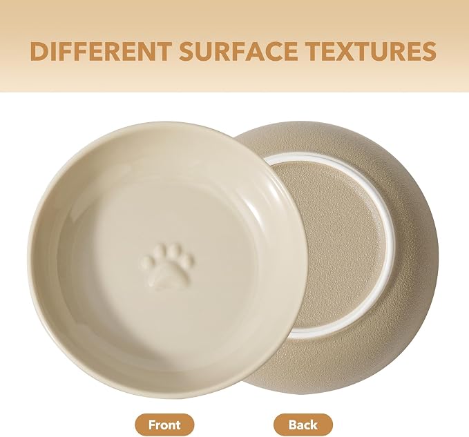 Havniva Cat Bowls Elevated 6” Ceramic Cat Bowl with Stand Whisker Friendly Shallow Cat Dishes, Cat Food & Water Bowl Set with Two Height Options, Anti-Slip Raised Cat Food Bowl for Kittens