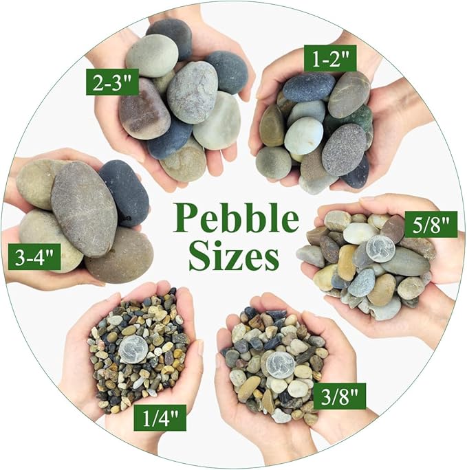 YISZM 10lbs Natural River Rocks for Plants, 3/8" Aquarium Gravel Decorative Polished Mixed Pebbles for Fish Tank, Gardening, Flower Pots, Vase Fillers, Indoor Water Fountains, Landscaping