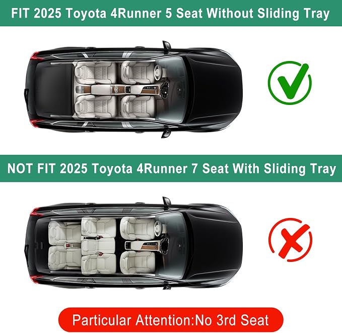 AOMSAZTO Cargo Mat and Backrest Mat Compatible with Toyota 4Runner 2025 2026: TPE All Weather Protection Cargo Liner for SR5/TRD/Limited 6th gen 4 Runner - Anti-Slip Trunk Mat (Only for 5 Seat)