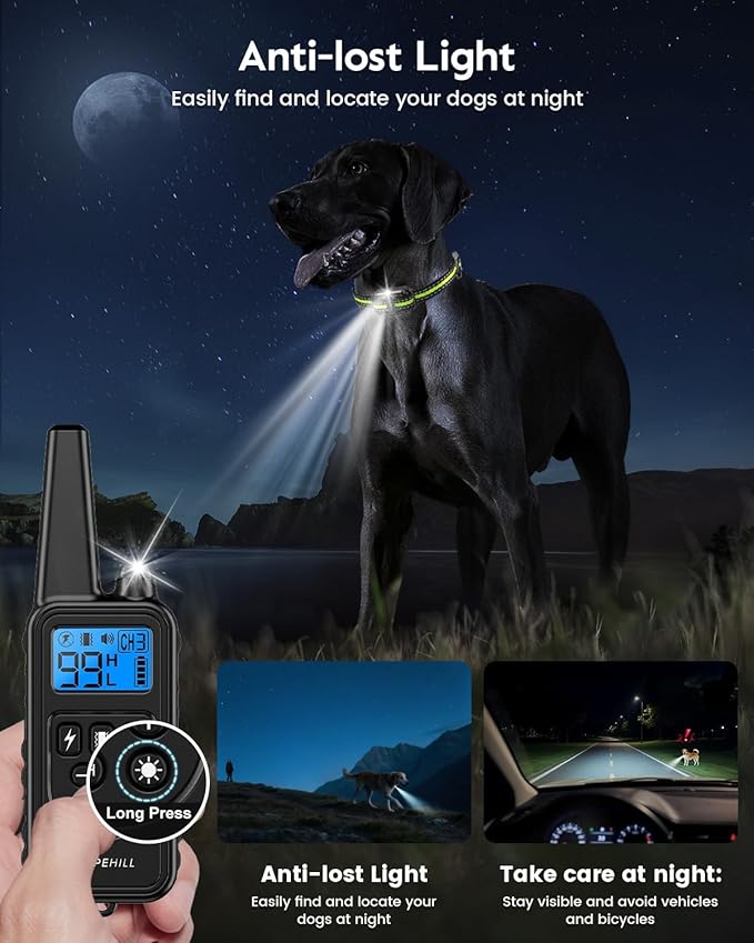 SLOPEHILL Dog Training Collar with Remote, 4200FT Electronic Dog Shock Collar with Beep, Vibration, Shock, Flash Light and No Shock Mode, Electric Shock Collar for Small Medium Large Dogs (Green)