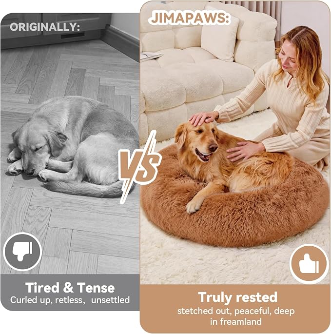 Cat Beds for Indoor Cats, Washable 20" Donut Pet Bed for Small Dogs | Fluffy pet bed with cozy plush comfort and supportive raised sides, perfect for lounging, napping and relaxing indoors.