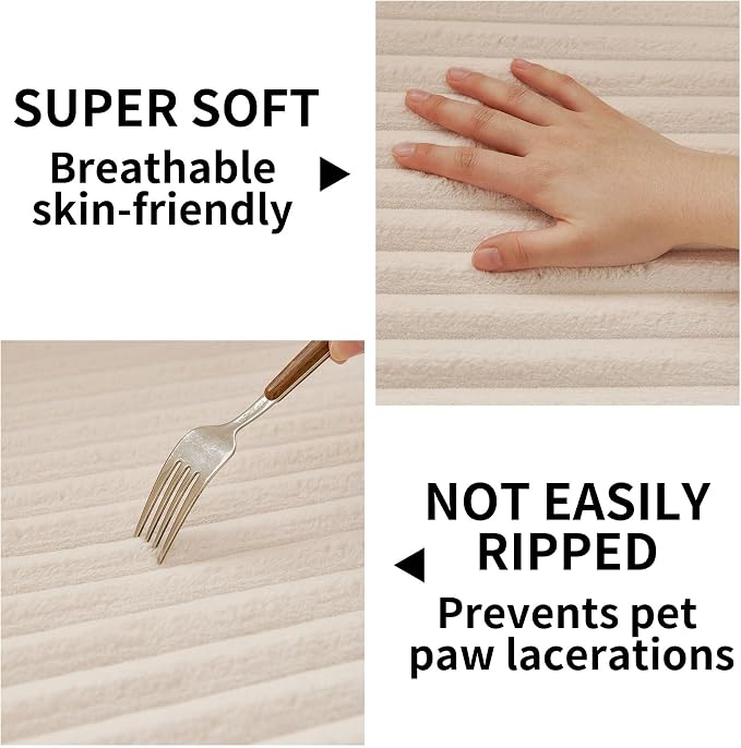 HAOMAIJIA Waterproof Couch Cover for Dogs Washable,Faux Fur Pet Couch Covers for Sofa,Soft Dog Bed Cover Non-Slip Couch Covers for 3 Cushion Couch Sofa Pet Friendly (Off White, 35" x 47" 1 Pack)