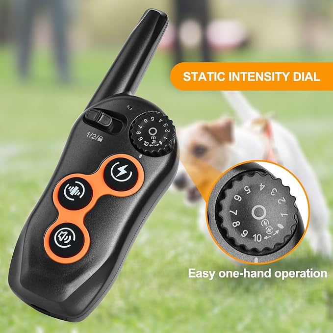 Dog Training Collar, IPX7 Waterproof Dog Training Collar with Remote Range 1300ft, 3 Training Modes, Beep, Static, Vibration, Rechargeable Electric Training Collar for Small Medium Large Dogs (Black)