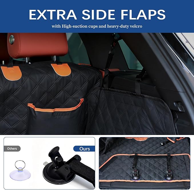 SUV Cargo Liner for Dogs, 100% Waterproof PU Leather Dog Trunk Cover for SUV with Bumper Flap & Side Walls, Heavy Duty Pet Cargo Protector, Fit for Most Mid-Size Large SUVs (Bone Pattern, L)
