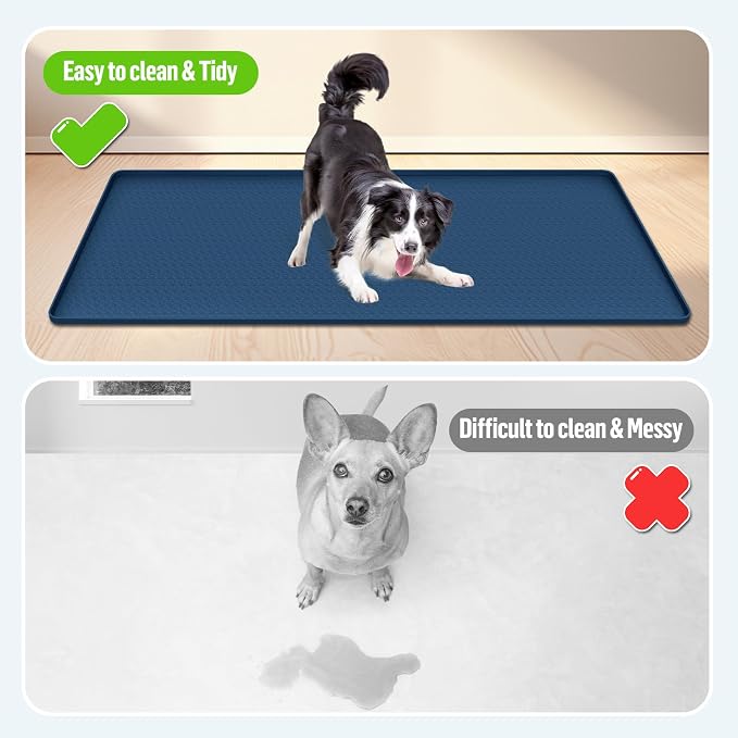 Pee Pad Holder for Dogs 51''x25.6'' Silicone Puppy Pee Pad Tray, Blue | Extra Large Dog Potty Tray Leak-Proof, High Edge, No Spill Training Pads for Floor Protection, No Pee Pads