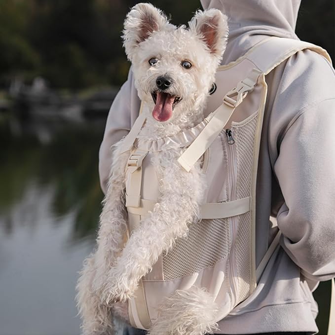Wakytu Dog Front Carrier Backpacks for Small Dogs, Legs Out Pet Carrier Sling Backpack with Adjustable Padded Ventilated Shoulder Straps, Easy-Fit for Traveling Hiking Camping