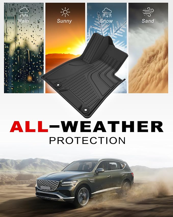 Floor Mats for Genesis GV80 2021-2025 5 Seats Only (Not for Coupe), All Weather TPE Floor Liners Cargo Mat GV80 Accessories Odorless Anti-Slip Cargo Liner Trunk Tray Protector