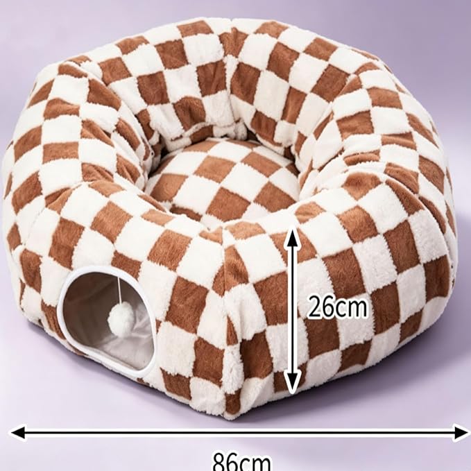 2026 New Tunnel Bed for Dachshund Dog,Dachshund Tunnel Bed - Flower Design Plush Foldable Dog Bed,Cat TunnelBed for Indoor Cats Tunnel Donut with Cushion and Play Ball,2 in 1,Detachable (E)