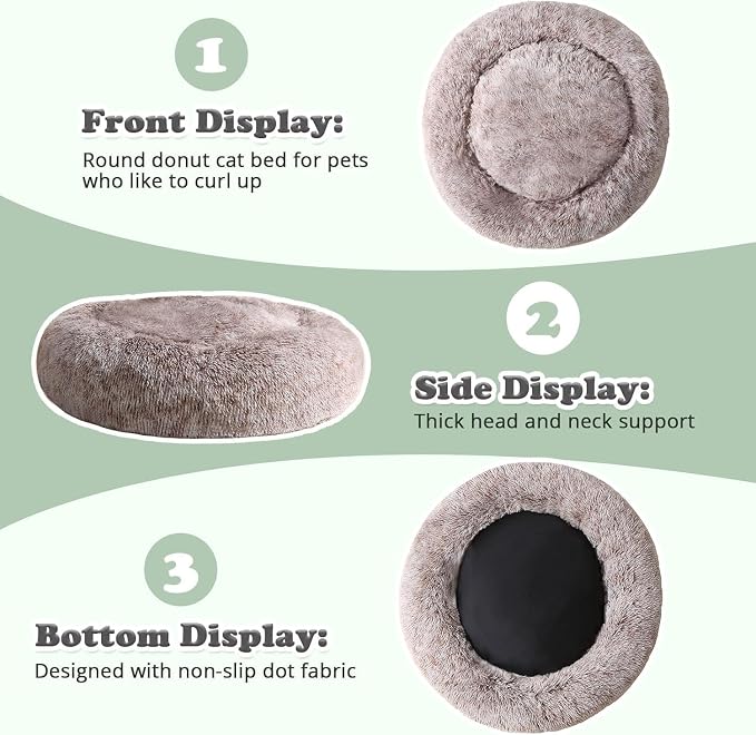 JOLLYVOGUE Dog Beds Large Sized Dog, Calming Anti-Anxiety Dog Bed, Fluffy Donut Cushion for Extra Large Pets (45")