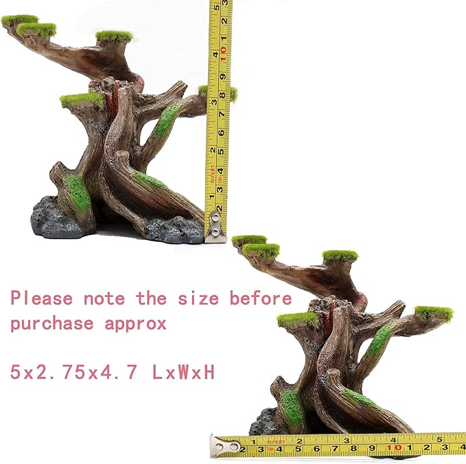 relaqcc Reptile Decor Aquarium Decorations Artificial Moss Resin Fish Tank Rocks Simulation Hollow Tree Leopard Gecko Trunk Accessories Aquarium View(Small)