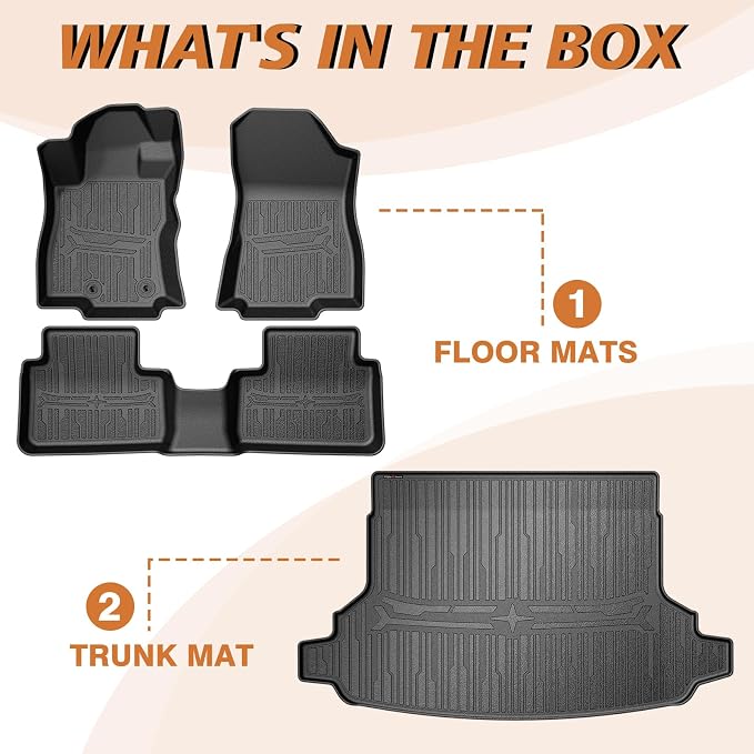 TripleAliners Trunk Mat & Floor Mats Full Set Compatible with 2025 2026 Subaru Forester All Weather TPE, Custom Anti-Slip (Floor Mats+Trunk Mat) (Won't Fit Hybrid)