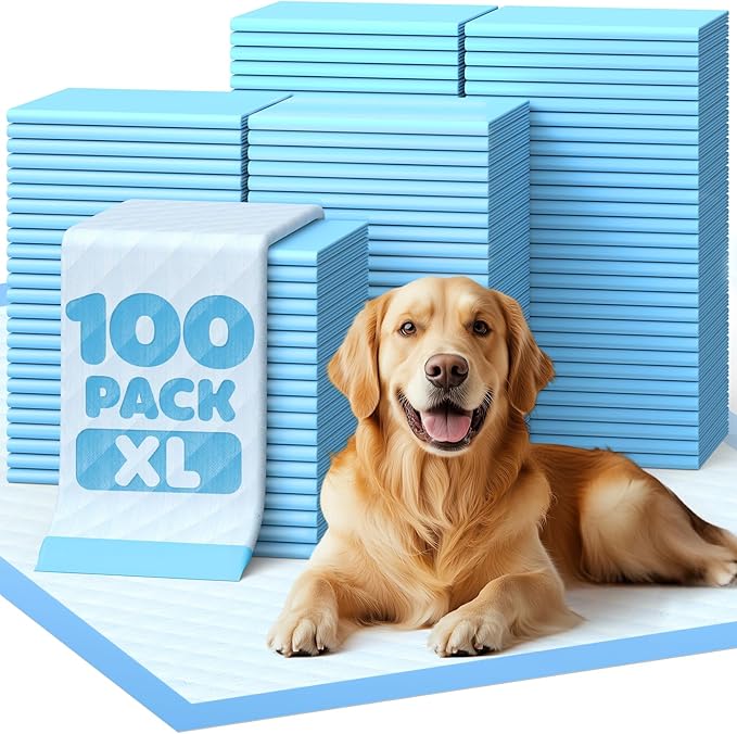 100-Pack Extra Large Pee Pads - 34" x 28" Puppy Pads for Dogs with 6-Layer Leakproof Protection, Disposable and Quick-Dry Dog Pads with High Absorbency for Easy Potty Training