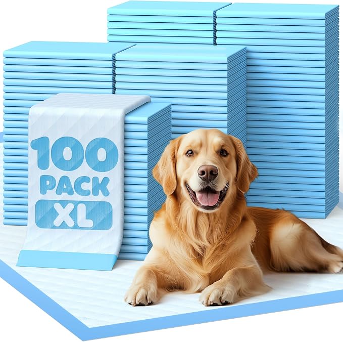 Powools Charcoal Puppy Pads - 100 Packs, 34"×28" Ultra-Large Puppy Pads, Odor-Control Carbon Pee Pads for Dogs, 6-Layer Ultra-Absorbent & Quick-Dry Black Training Pads